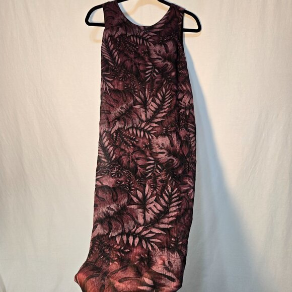 VINTAGE Out of Stock NEW WITH TAG Y2K Red Wine Leaf Print SILK Maxi Dress Size 6 - Picture 4 of 17
